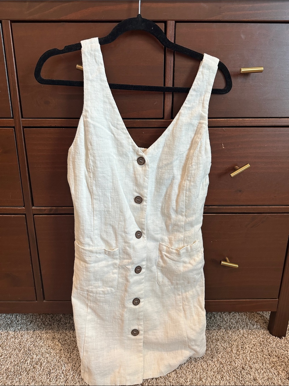 Karlie Cream Button-Front Mini Dress